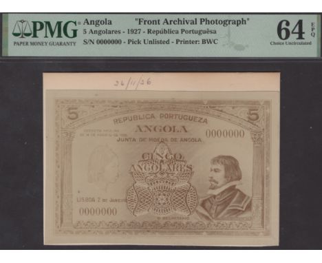 Republica Portuguesa, Angola, black and white Bradbury Wilkinson archival photographs showing obverse (1) and reverse (2) des