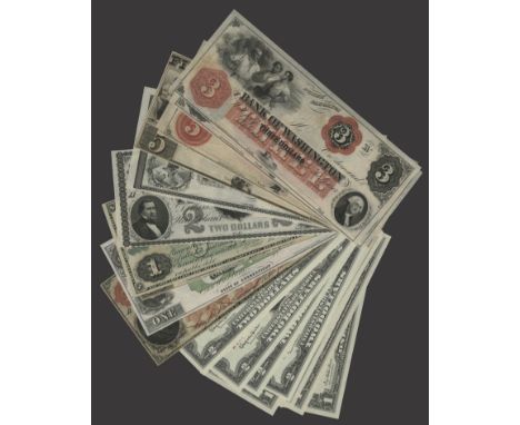 United States Broken Banks, a mixed lot comprising  Bank of Washington, North Carolina, unissued $3, $4, $5 and $10, Berks Co