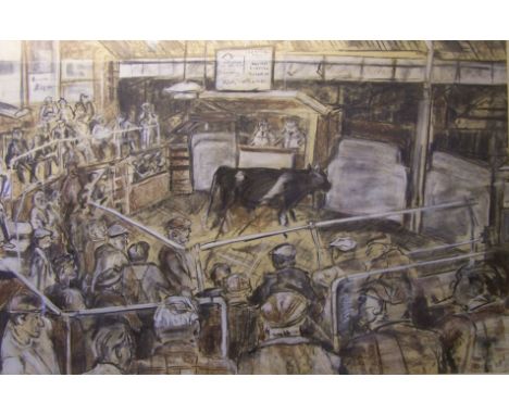 LOUISE CLEGG; "Malton Cattle Market", Pastel Drawing, signed and dated '88, 19" (49cms) x 29" (74cms), and JOHN BUNTING; a Pe