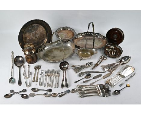 A modern silver bottle coaster, London 2000, to/w an electroplated novelty miniature cream churn with ladle, various electrop
