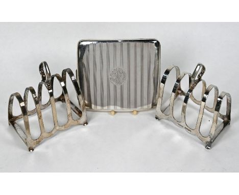 An engine-turned silver hip-pocket cigarette case, engraved within with initials and 'Zanzibar 1924-26', William Neale &amp; 