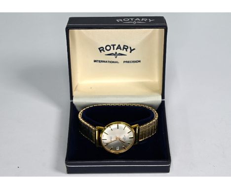 Gentleman's Rotary gilt metal wristwatch with 17 jewel Incabloc movement (boxed)Working order; wear commensurate with age and