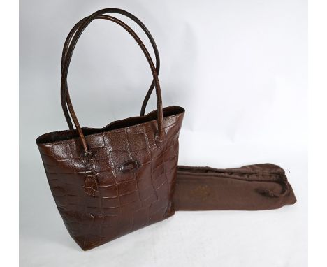 A vintage Mulberry tote handbag in chestnut congo leather, fully lined, serial number 277850 c/w associated dust coverUsed co