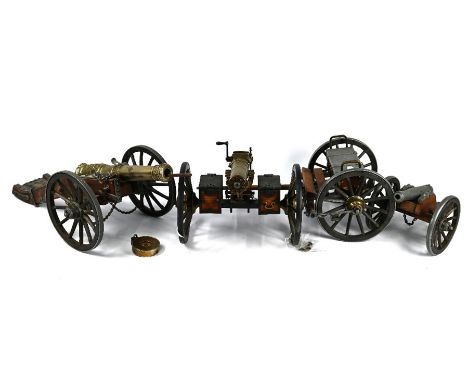 A scale model field-cannon with gun-carriage, with plate, inscribed 'Dahlgren 1861', 65 cm long overall, to/w a scale model 1