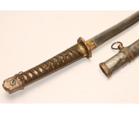 A JAVAN SECOND WORLD WAR KATANA, with 27" blade, tang signed SHIYAWAKA SUMARAN, hilt with brass mounts, wrapped grip and meta