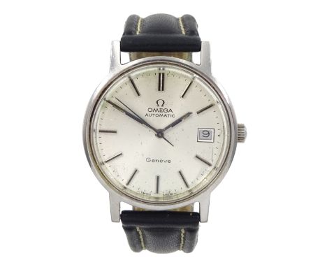 Omega gentleman's stainless steel automatic wristwatch, Ref. 166 0163, Cal. 1012, serial No. 36693852, silvered dial with dat