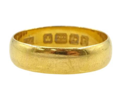 Early 20th century 22ct gold band, Birmingham 1918Condition Report:Approx 3.63gm, size M-N, band depth = 4.7mm