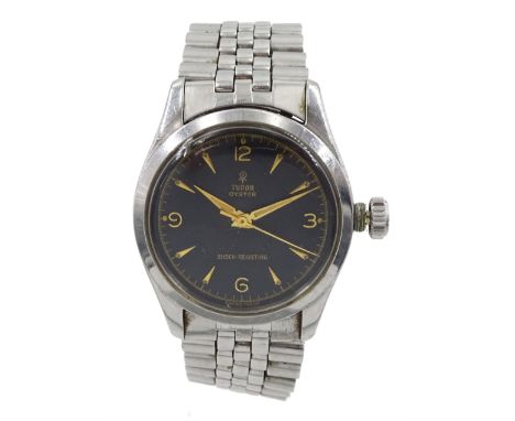 Tudor Oyster gentleman's stainless steel manual wind wristwatch, Ref. 7903, case No. 77385, on stainless steel strap with Rol