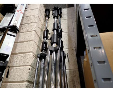 Three large tripod speaker stands. Not available for in-house P&P 