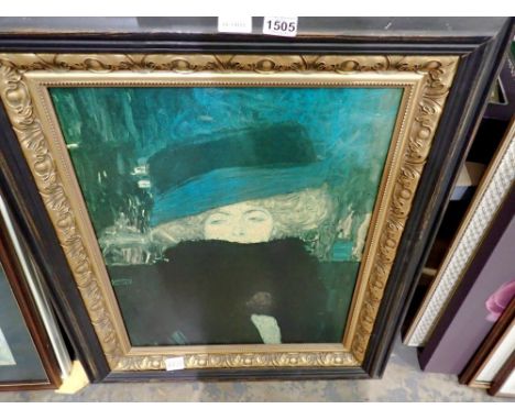 Large framed Klimt print, 84 x 71cm. Not available for in-house P&amp;P 