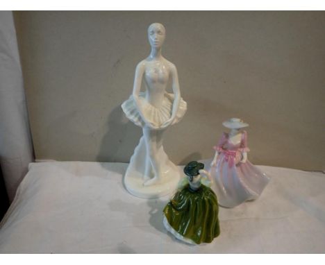 Three Royal Doulton figurines, largest H: 23 cm. P&amp;P Group 2 (£18+VAT for the first lot and £3+VAT for subsequent lots) 