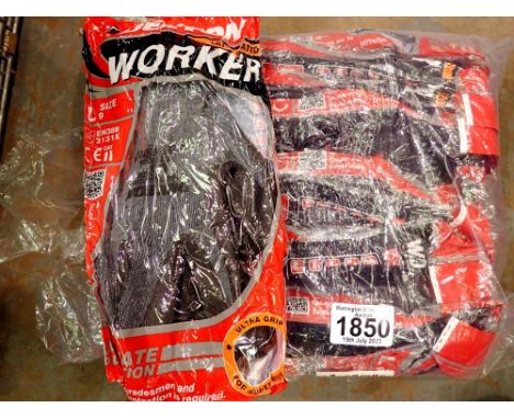 Twelve pairs of new unused pairs of work gloves. P&amp;P Group 1 (£14+VAT for the first lot and £1+VAT for subsequent lots) 
