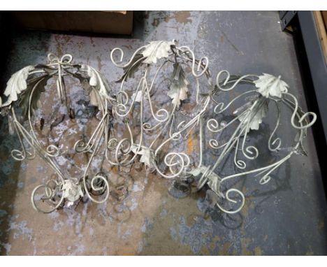 Pair of metal light shades with glass droplets and one other. Not available for in-house P&amp;P 