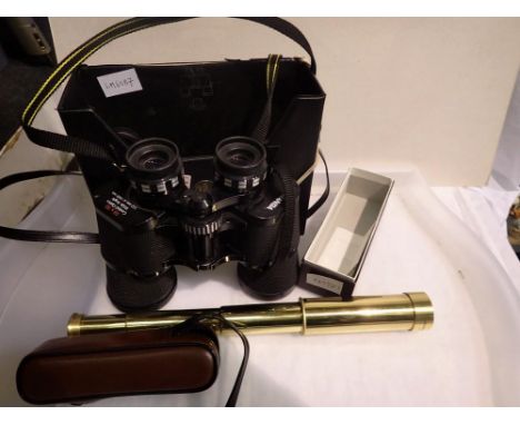 Miranda 10 x 50 binoculars and a three draw telescope. P&amp;P Group 2 (£18+VAT for the first lot and £3+VAT for subsequent l