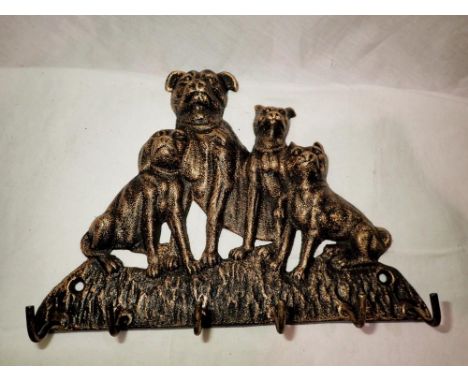 Bronzed dog tail coat hook, L: 23 cm. P&amp;P Group 1 (£14+VAT for the first lot and £1+VAT for subsequent lots) 