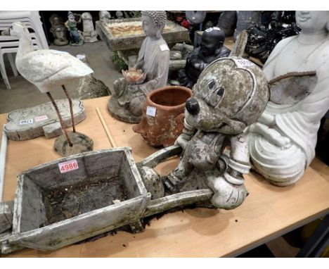 Large Mickey Mouse stone planter. Not available for in-house P&amp;P 