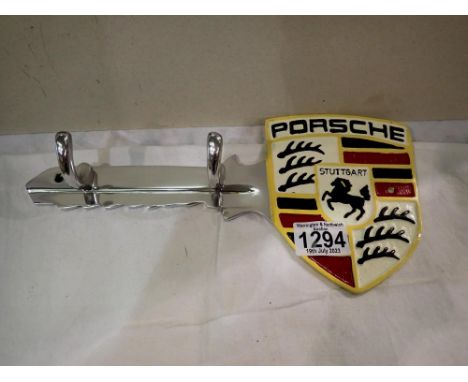 Aluminium Porsche key rack, L: 20 cm. P&amp;P Group 1 (£14+VAT for the first lot and £1+VAT for subsequent lots) 