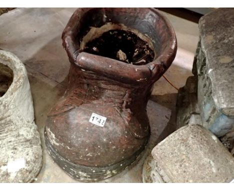 Large reconstituted boot planter, L: 70 cm. Not available for in-house P&amp;P 