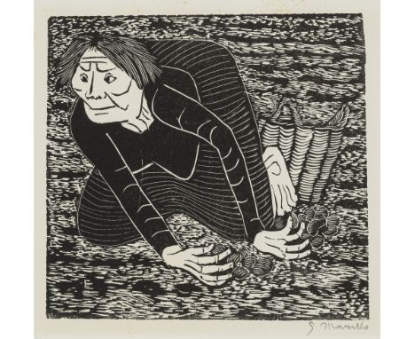 Marcks, GerhardBerlin, 1889 - 198119 x 20 cm, R."Kartoffelbuddeln", 1957. Holzschnitt auf Bütten. In Bleistift unten rechts s