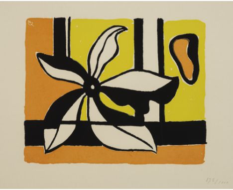 Léger, FernandArgentan, 1881 - Gig-sur-Yette, 195538 x 56 cm, o. R.Fleur sur fond et orange. Farbserigraphie auf Bütten. Unte