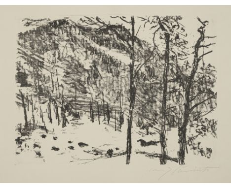 Corinth, LovisTapiau, 1858 - Zandvoort, 1925Blattgröße: 43 x 53,56 cm, o. R."Tal-Grund", 1922. Lithografie auf Bütten aus der
