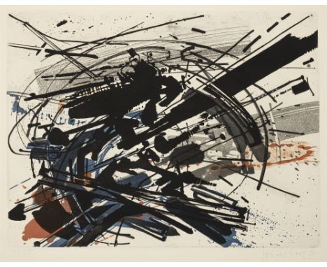 Sonderborg, d.i. Kurt R. HoffmannSonderborg, 1923 - Hamburg, 2008Blattgröße: 50,5 x 65 cm, o. R.Ohne Titel, 1958. Farbradieru