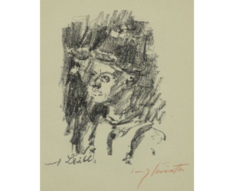 Corinth, LovisTapiau, 1858 - Zandvoort, 1925Blattgröße: 37,5 x 28,5 cm, R."Zwei Bauern nach Wilhelm Leibl", 1920. Lithografie