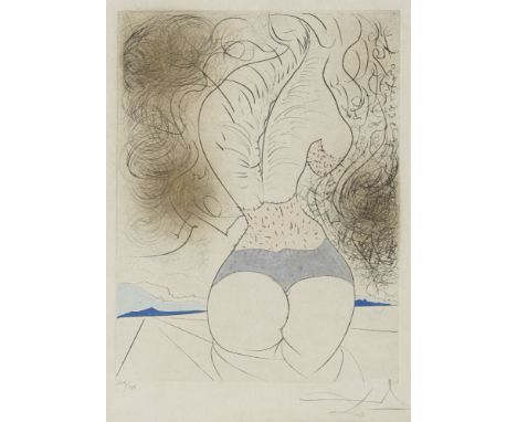 Dalí, SalvadorFigueras, 1904 - Cadaques, 1989Blattgröße: 38 x 28 cm, R."Le Torso", 1969. Aquarellierte Radierung auf Japanpap