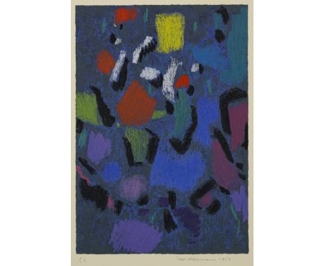 Ackermann, MaxBerlin, 1887 - Unterlengenhardt, 1975Blattgröße: 70,5 x 51 cm, R."Sphärisch - Bewegtes", 1959. Farbserigraphie 