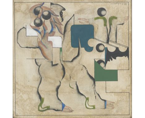 Döring, Adam Lude (Rudolf)Dresden, 1925 - Sachsenheim, 201821 x 21 cm, R.Ohne Titel, 1970. Acryl und Tusch auf Hartfaserplatt
