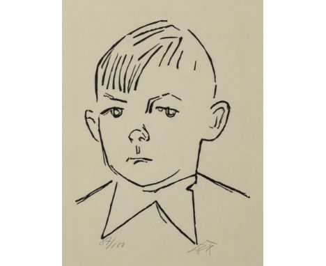 Dix, OttoGera, 1891 - Singen, 1969Blattgröße: 47 x 34,5 cm, R."Knabenbildnis (Gärtnerssohn Graf)", ca. 1935. Linolschnitt auf