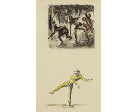 Slevogt, MaxLandshut, 1868 - Neukastel, 193226 x 17 cm, R.Tanzende Menschen. Aquarell, Tusche und Bleistift auf Papier.Privat