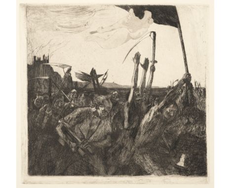 Kollwitz, KätheKönigsberg, 1867 - Moritzburg, 1945Blattgröße: 45,5 x 53 cm; 30 x 32 cm, o. R."Aufruhr", 1899. Radierung auf K