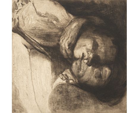Kollwitz, KätheKönigsberg, 1867 - Moritzburg, 1945Blattgröße: 53 x 65 cm; 40,5 x 41 cm, o. R."Tod, Frau und Kind", 1910. Radi