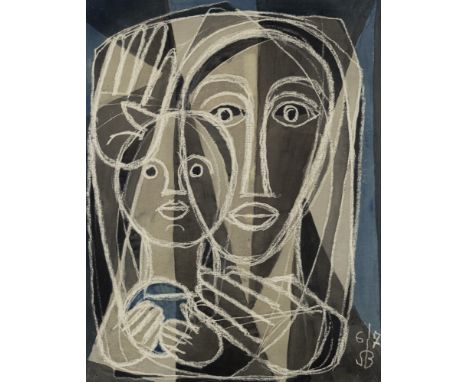 Biehler, SeppAllmansdorf Konstanz, 1907 - 197361,5 x 47,5 cm, R.Mutter mit Kind, 1967. Pastell über Aquarell auf Papier. In P
