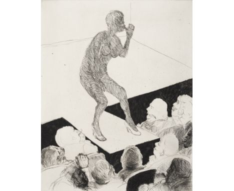 Hrdlicka, AlfredWien, 1928 - 2009Blattgröße: 65 x 49,5 cm, o. R."Der Steg - Striptease in Soho", 1968. Radierung auf Bütten a