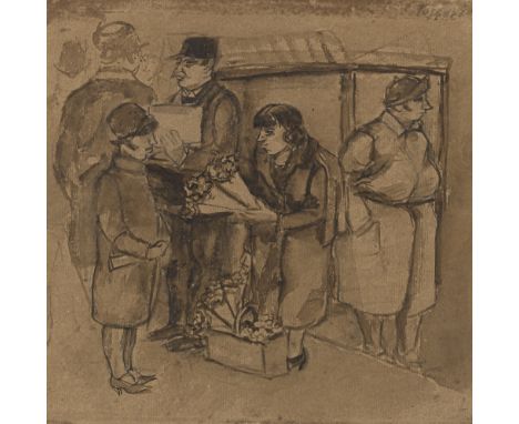 Tappert, GeorgBerlin, 1880 - 195722 x22 cm, R.Blumenverkäuferin. Tusche auf Bütten. In Tusche oben rechts signiert.Privatbesi