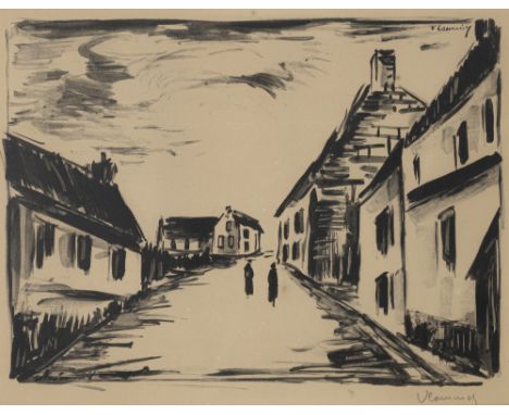 Vlaminck, Maurice deParis, 1876 - Rueil-la-Gademière, 1958Blattgröße:32,5 x 51 cm, R."Vallangoujard", 1923. Lithografie auf B