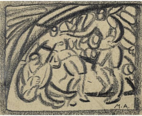Ackermann, MaxBerlin, 1887 - Unterlengenhardt, 19758,5 x 10,5 cm, R."Musiker und Tänzer II", 1919. Bleistift auf Papier. In B