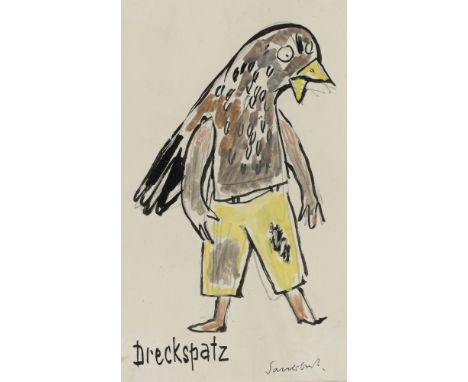 Sauerbruch, HansMarburg, 1910 - Konstanz, 1996Je ca. 14,5 x 8,5 cm, R.10 Bl.: Personifizierte Tierdarstellungen. Aquarell, Bl