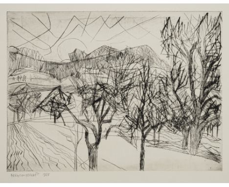 Osswald, KarlRiedheim, 1925 - Singen, 1972Versch., o. R.3 Bl.: "Baumlandschaft", 1965; Ohne Titel, o. J. Radierung auf Bütten