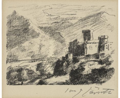Corinth, LovisTapiau, 1858 - Zandvoort, 192513 x 18 cm, R."Burg am See", 1923. Lithografie auf Bütten aus der Folge "Schweize