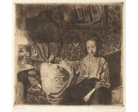 Kollwitz, KätheKönigsberg, 1867 - Moritzburg, 1945Blattgröße: 36,5 x 42,3 cm; 30 x 31,6 cm, o. R."Junges Paar", 1904. Radieru