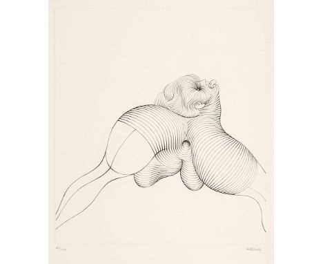 Bellmer, HansKattowitz, 1902 - Paris, 1975Blattgröße: 56 x 37,5 cm, o. R.Le Céphalopode, 1965. Radierung auf Bütten. In Bleis