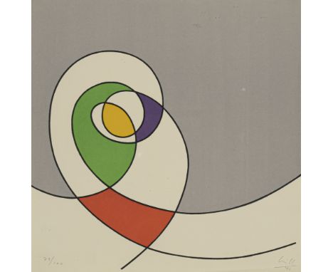 Bill, MaxWinterthur, 1908 - Berlin, 199431,5 x 30 cm, R.Variante zu centrisch-excentrische Konstruktion, 1941. Farblithografi