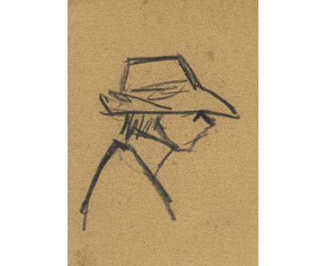 Zille, HeinrichRadeburg, 1858 - Berlin, 192910 x 7,5 cm, R.Mann mit Hut im Profil. Kohle auf Papier.Privatsammlung, Baden-Wür