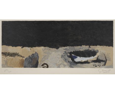 Braque, GeorgesArgenteuil, 1881 - Paris, 1963Blattgröße: 41 x 89,5 cm, o. R."La braque sur la grève", 1955. Farblithografie a