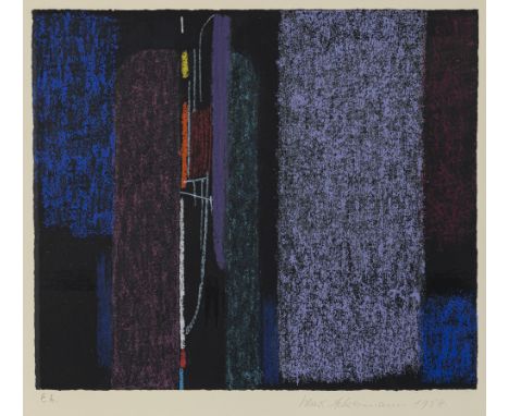 Ackermann, MaxBerlin, 1887 - Unterlengenhardt, 1975Blattgröße: 50,5 x 70,5 cm, R."Nocturno", 1958. Farbserigraphie auf Bütten