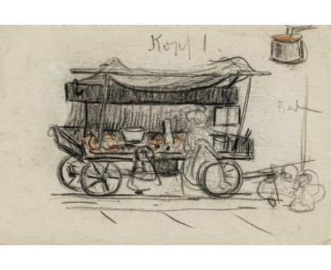 Zille, HeinrichRadeburg, 1858 - Berlin, 192915 x 22 cm, R.Marktkarren. Kohle und Rötel auf Papier.Privatsammlung, Baden-Württ
