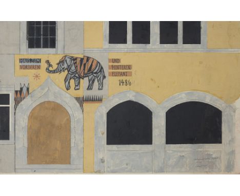 Sauerbruch, HansMarburg, 1910 - Konstanz, 199654,5 x 87 cm, R."Vorderer und hinterer Elefant". Gouache auf festem Papier. In 